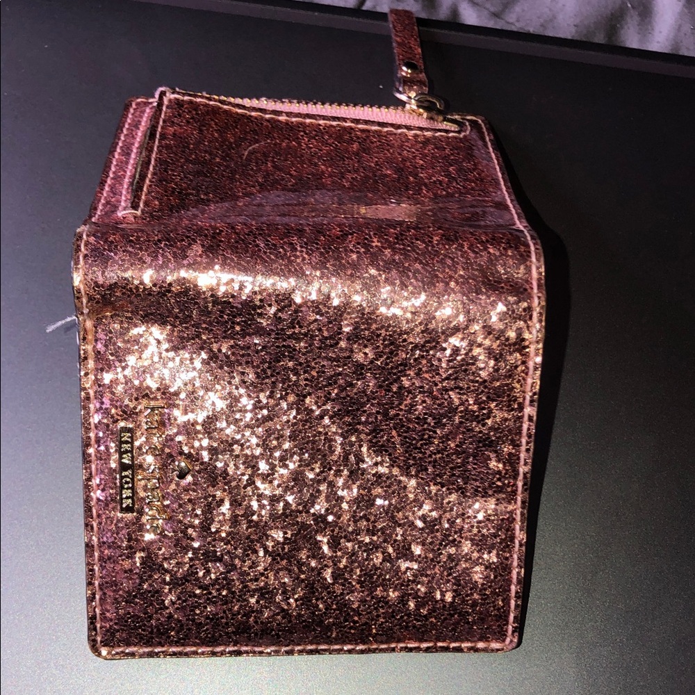 kate spade Rose Gold Glitter Wristlet Clutch
